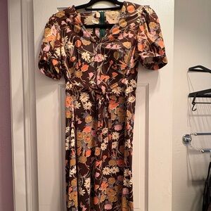 Vintage Floral Brown Dress